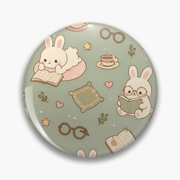 Item preview, Bunny Cozy Reading Kawaii Pattern designed and sold by Soft Berry Studio.