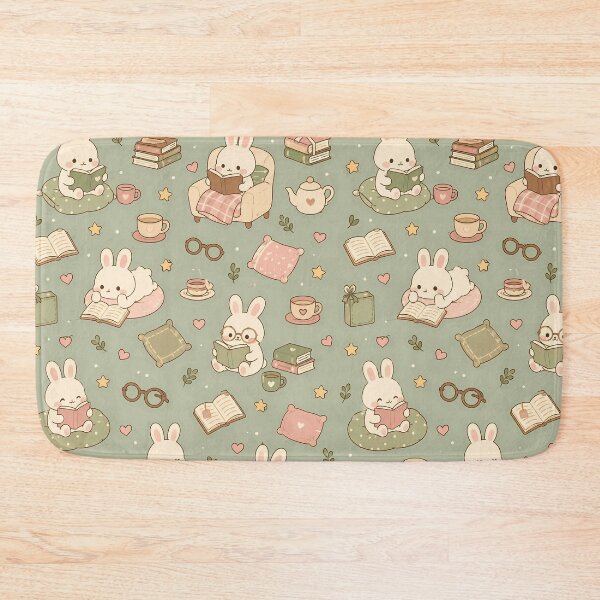 Item preview, Bunny Cozy Reading Kawaii Pattern designed and sold by Soft Berry Studio.