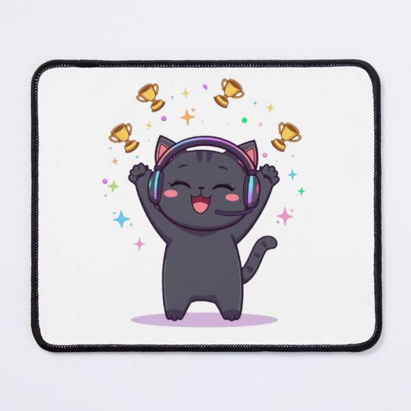Item preview, Cute Victory Gamer Cat with RGB Headphones Kawaii Sticker designed and sold by Stylestickers55.