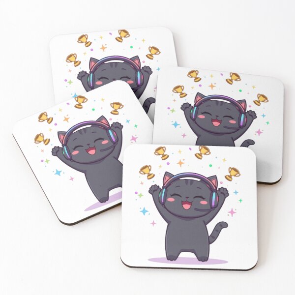 Item preview, Cute Victory Gamer Cat with RGB Headphones Kawaii Sticker designed and sold by Stylestickers55.