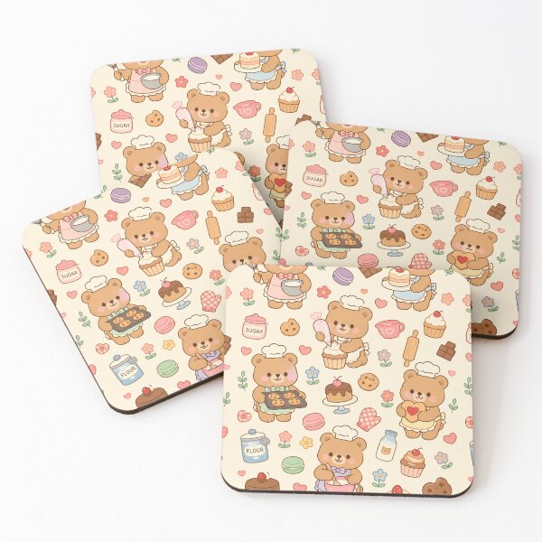 Item preview, Teddy Bear Bakery Cook Kawaii Pattern designed and sold by Soft Berry Studio.