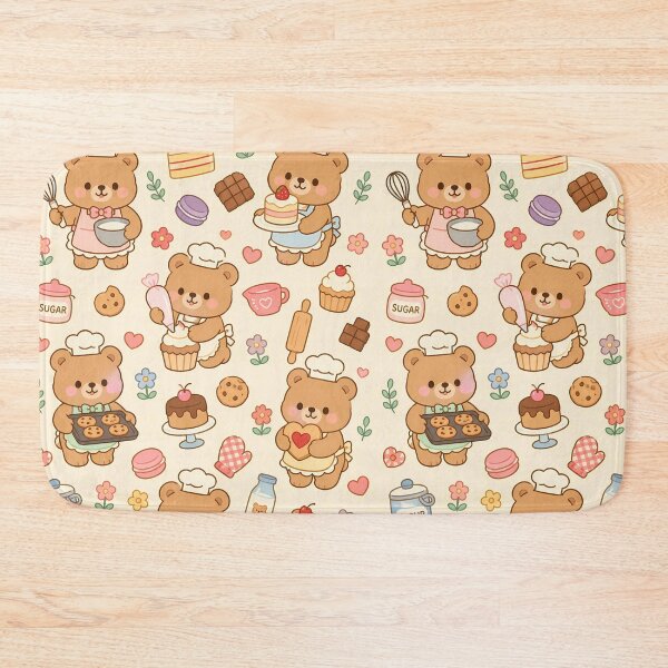 Item preview, Teddy Bear Bakery Cook Kawaii Pattern designed and sold by Soft Berry Studio.