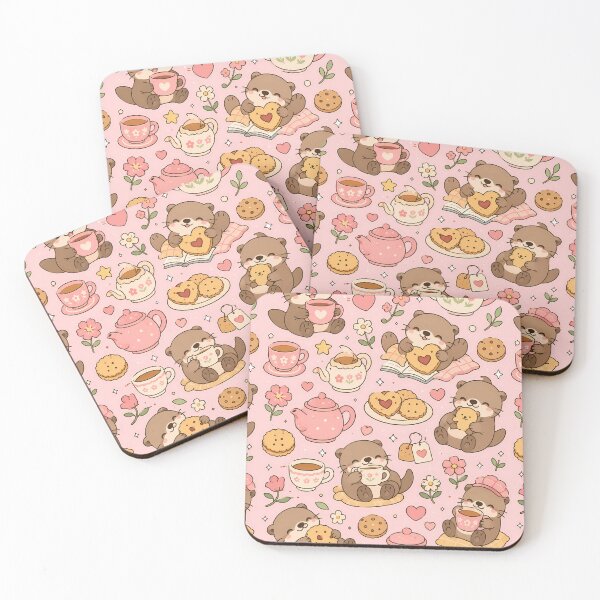 Item preview, Otter Cozy Tea Reading Kawaii Pattern designed and sold by Soft Berry Studio.