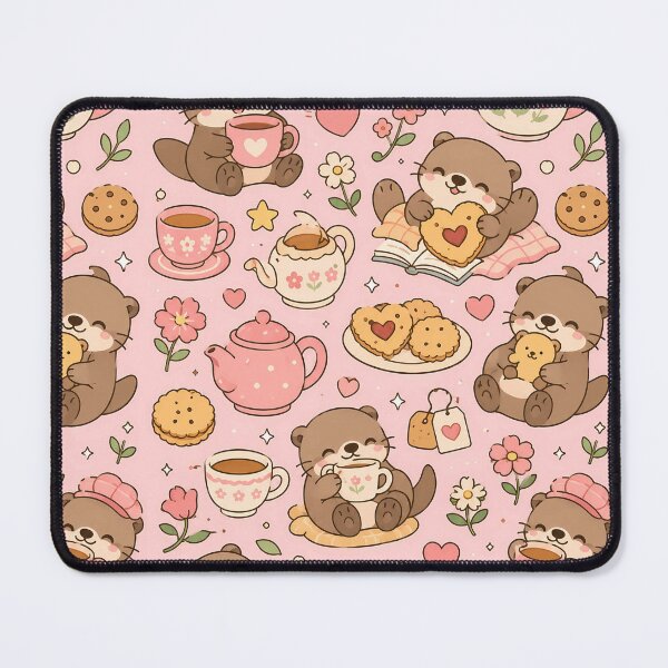 Item preview, Otter Cozy Tea Reading Kawaii Pattern designed and sold by Soft Berry Studio.