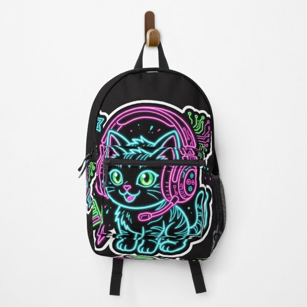 Item preview, Cute Cyberpunk Neon Gaming Cat - High Contrast Gamer Sticker designed and sold by alalame.