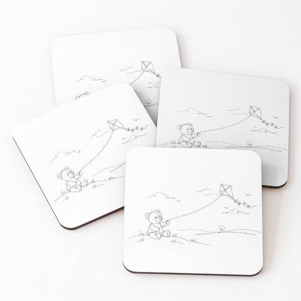 Item preview, Teddy Bear with Kite - One Line Art Minimalist designed and sold by Woof-zil.