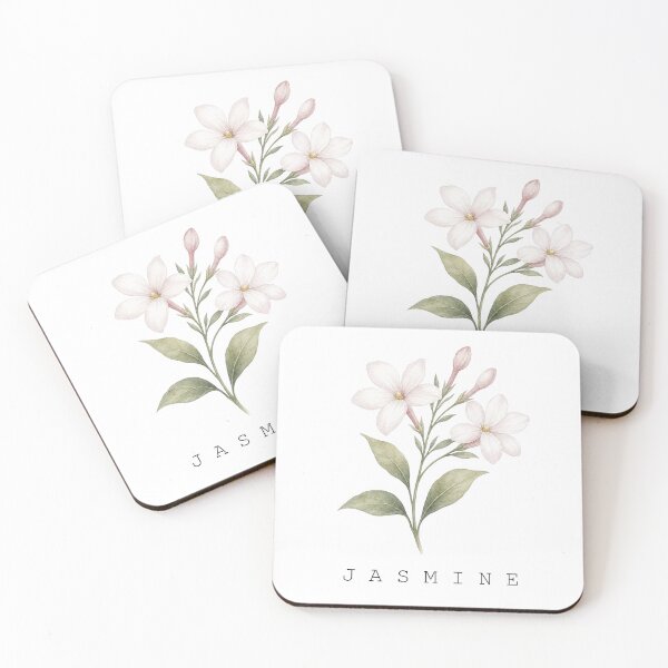 Item preview, Soft Pastel Watercolor Jasmine Flower Print With Typography designed and sold by FernLiz.