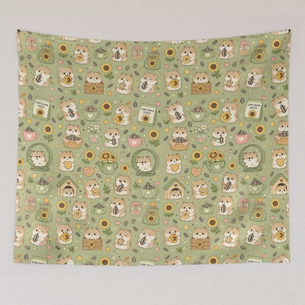 Item preview, Hamster Sunflower Tea Kawaii Pattern designed and sold by Soft Berry Studio.
