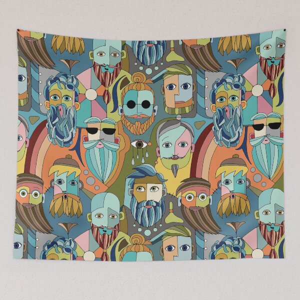 Item preview, Cubist Style Bearded Men designed and sold by Unhinged Heather.