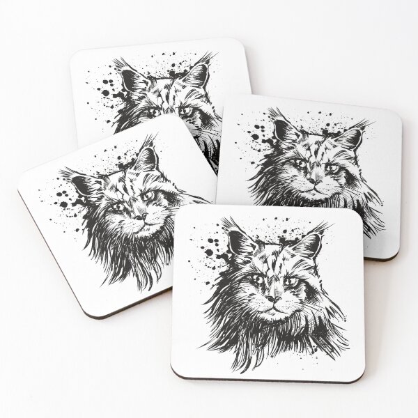 Item preview, Maine Coon Ink Portrait Illustration designed and sold by Inkversed.