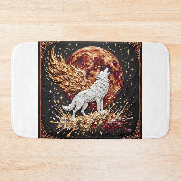 Item preview, White Wolf Blood Moon - Mystical Impasto Oil Painting Art designed and sold by SupernovaNote.