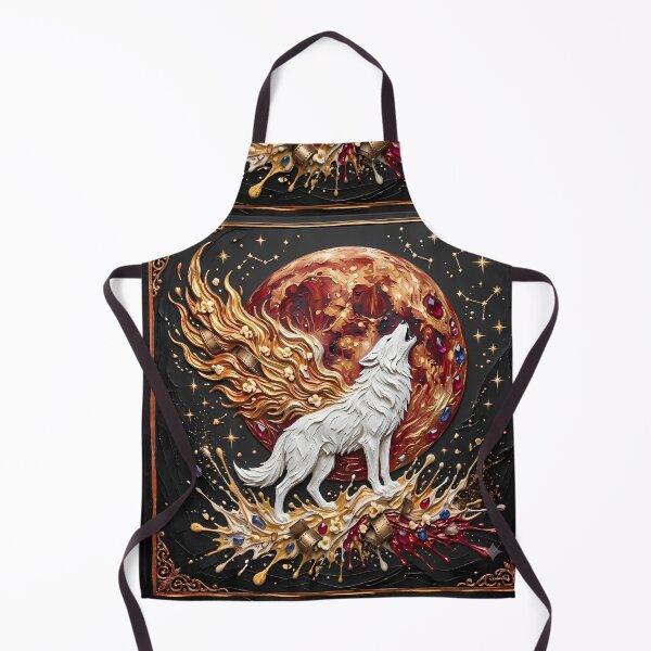 Item preview, White Wolf Blood Moon - Mystical Impasto Oil Painting Art designed and sold by SupernovaNote.