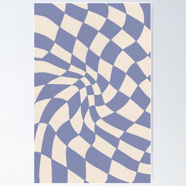 Item preview, Retro Periwinkle Distorted Trippy Checkerboard Pattern designed and sold by THE RILONA.