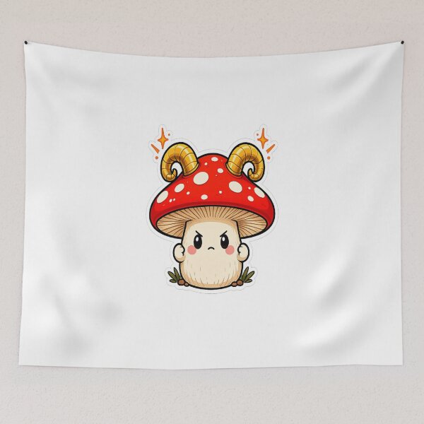 Item preview, Kawaii Zodiac Ram Horns Toadstool designed and sold by Spectre Creates.