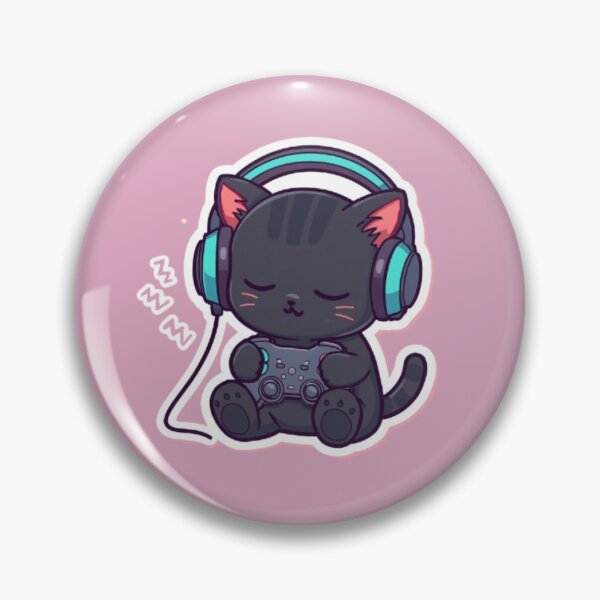 Item preview, Sleepy Gamer Cat with RGB Headphones Kawaii Sticker designed and sold by Stylestickers55.