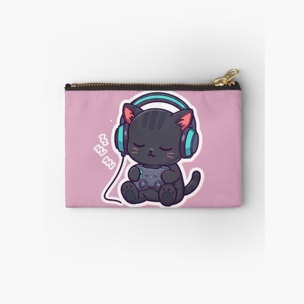Item preview, Sleepy Gamer Cat with RGB Headphones Kawaii Sticker designed and sold by Stylestickers55.