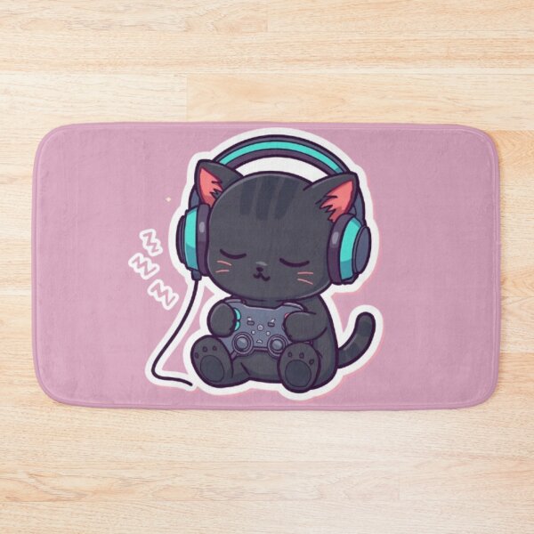Item preview, Sleepy Gamer Cat with RGB Headphones Kawaii Sticker designed and sold by Stylestickers55.