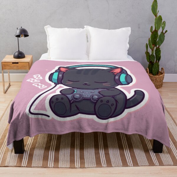 Item preview, Sleepy Gamer Cat with RGB Headphones Kawaii Sticker designed and sold by Stylestickers55.