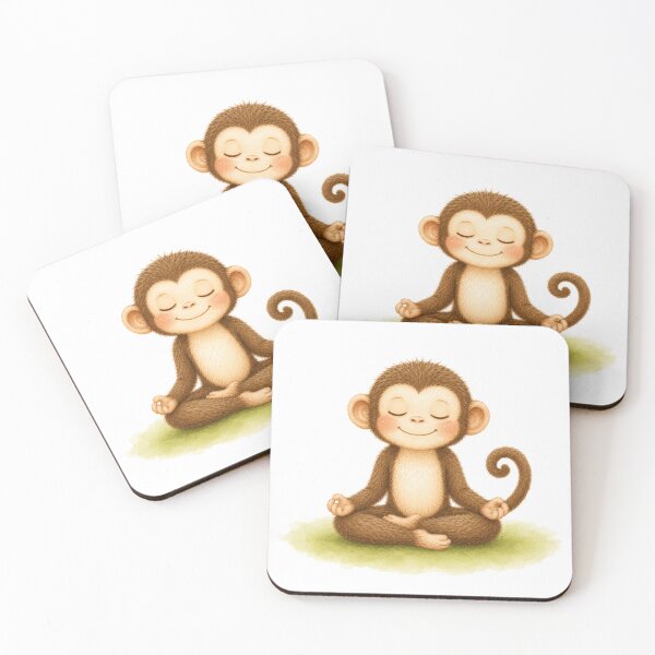 Item preview, Lotus Monkey Water Color Print designed and sold by YogiAnimalArt.