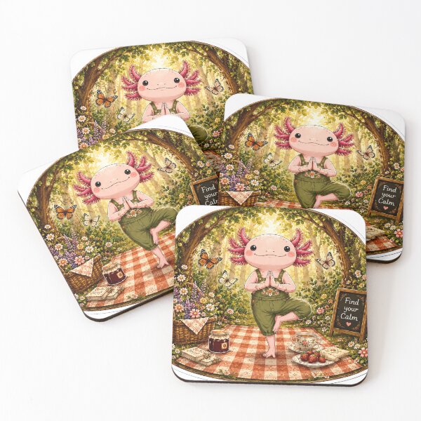 Item preview, Cute Axolotl Yoga Cottagecore Forest Picnic Design designed and sold by Spectre Creates.