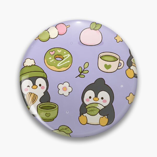 Item preview, Penguin Matcha Dessert Kawaii Pattern designed and sold by Soft Berry Studio.