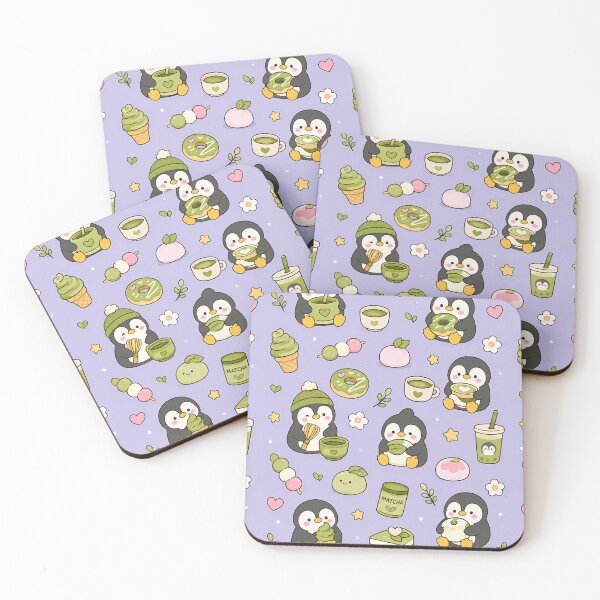 Item preview, Penguin Matcha Dessert Kawaii Pattern designed and sold by Soft Berry Studio.