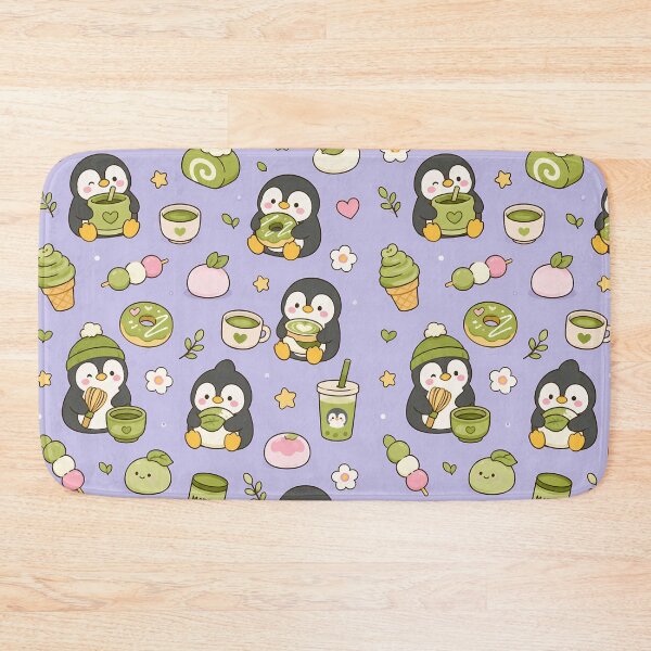 Item preview, Penguin Matcha Dessert Kawaii Pattern designed and sold by Soft Berry Studio.