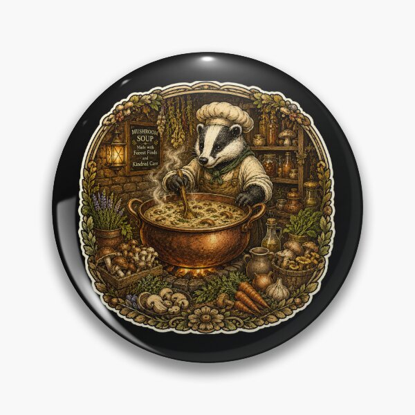 Item preview, Badger Mushroom Soup Chef | Cottagecore Forest Kitchen | Woodland Cooking | Cozy Mushroom Lover Gift designed and sold by MrDev.