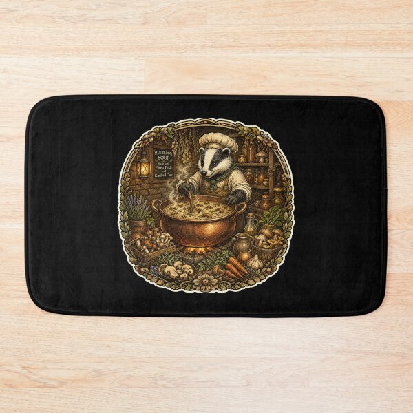Item preview, Badger Mushroom Soup Chef | Cottagecore Forest Kitchen | Woodland Cooking | Cozy Mushroom Lover Gift designed and sold by MrDev.