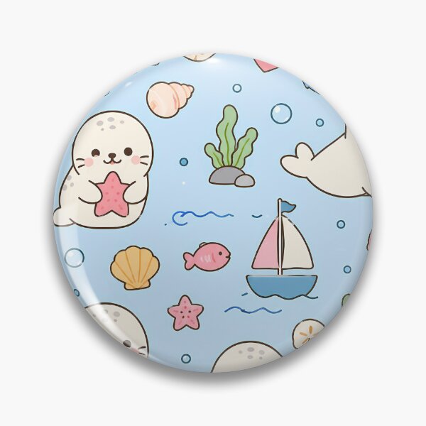 Item preview, Seal Ocean Adventure Kawaii Pattern designed and sold by Soft Berry Studio.