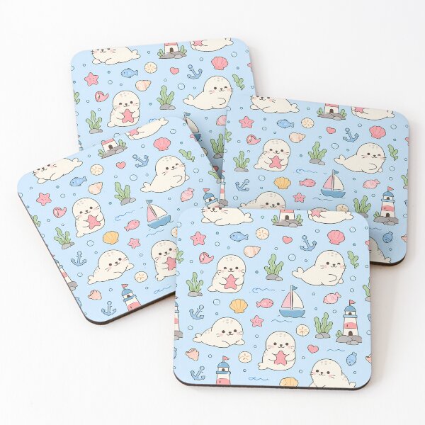 Item preview, Seal Ocean Adventure Kawaii Pattern designed and sold by Soft Berry Studio.