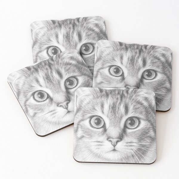 Item preview, Black and White Cat Pencil Sketch Portrait | Realistic Graphite Art Print designed and sold by Leon Woods Pencil Art.