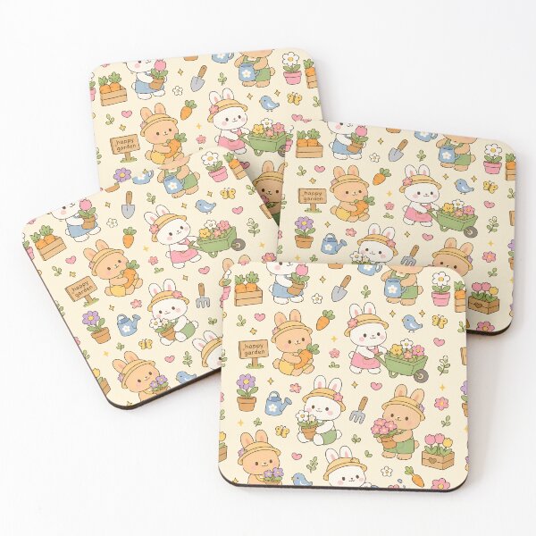 Item preview, Bunny Happy Garden Kawaii Pattern designed and sold by Soft Berry Studio.