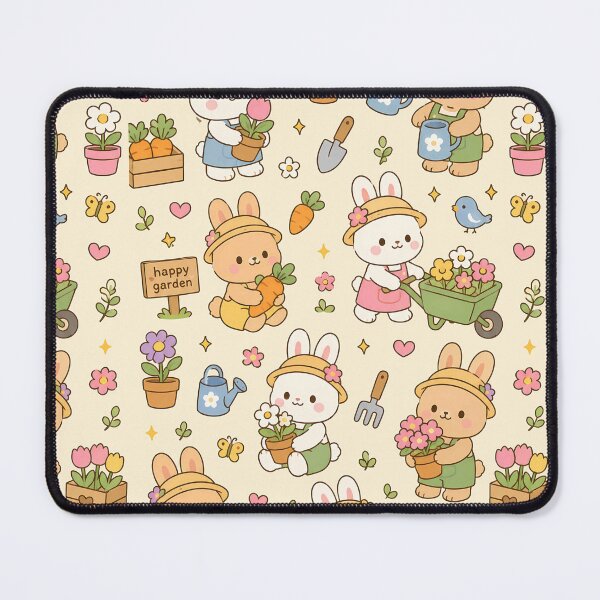 Item preview, Bunny Happy Garden Kawaii Pattern designed and sold by Soft Berry Studio.
