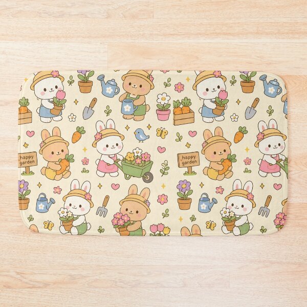 Item preview, Bunny Happy Garden Kawaii Pattern designed and sold by Soft Berry Studio.