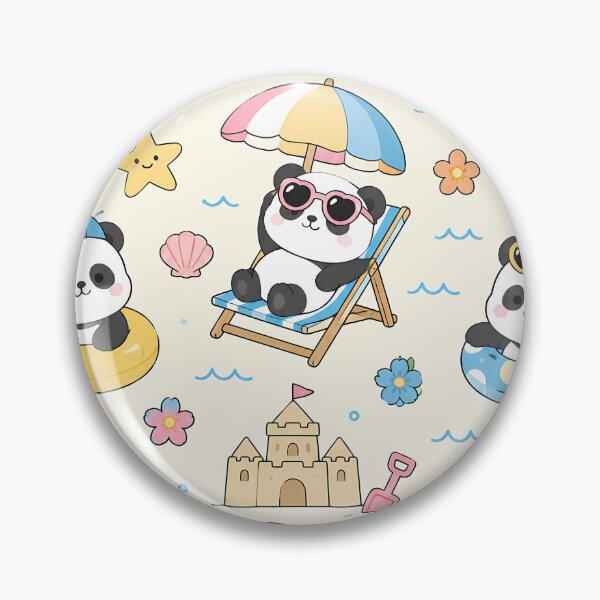 Item preview, Panda Beach Vacation Kawaii Pattern designed and sold by Soft Berry Studio.