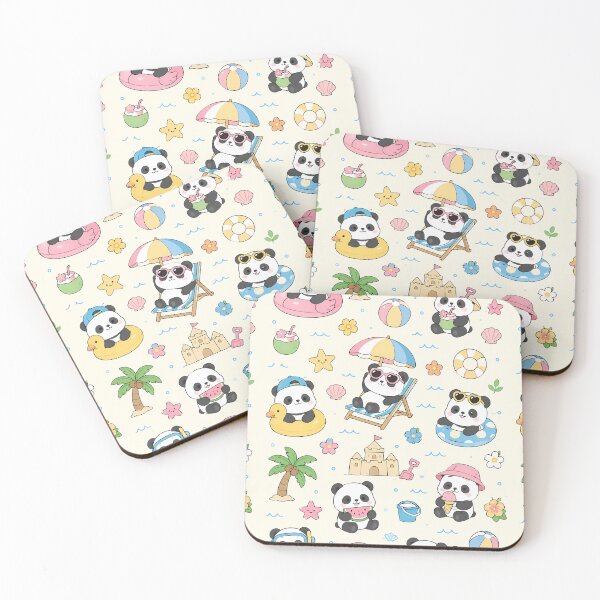 Item preview, Panda Beach Vacation Kawaii Pattern designed and sold by Soft Berry Studio.
