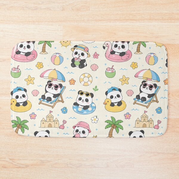 Item preview, Panda Beach Vacation Kawaii Pattern designed and sold by Soft Berry Studio.