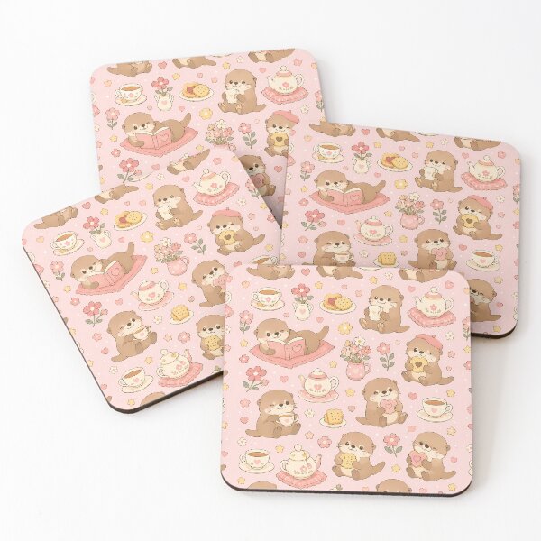 Item preview, Otter Floral Tea Kawaii Pattern designed and sold by Soft Berry Studio.