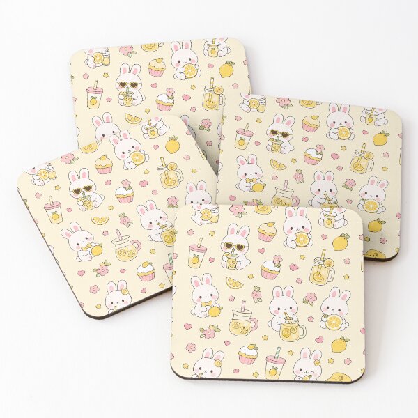 Item preview, Bunny Lemonade Coffee Kawaii Pattern designed and sold by Soft Berry Studio.