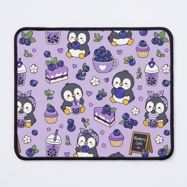 Item preview, Penguin Blueberry Coffee Kawaii Pattern designed and sold by Soft Berry Studio.