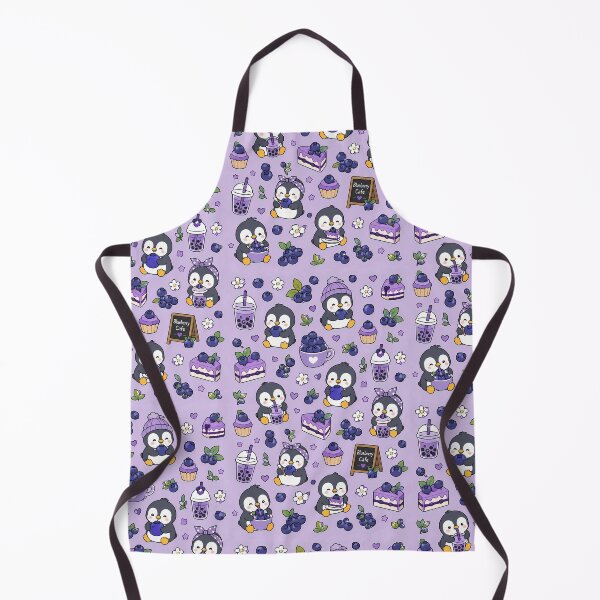 Item preview, Penguin Blueberry Coffee Kawaii Pattern designed and sold by Soft Berry Studio.