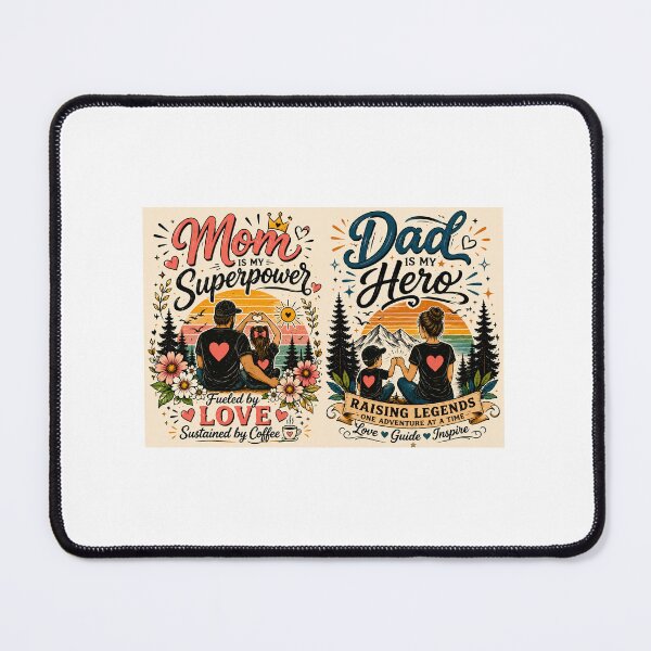 Item preview, Mom Is My Superpower & Dad Is My Hero – Family Love Vintage Design designed and sold by FAZ-DESIGNS.