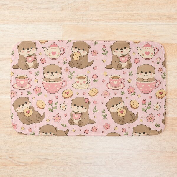 Aperçu de l'œuvre Biscuits au thé loutre à motif kawaii créée et vendue par Soft Berry Studio.