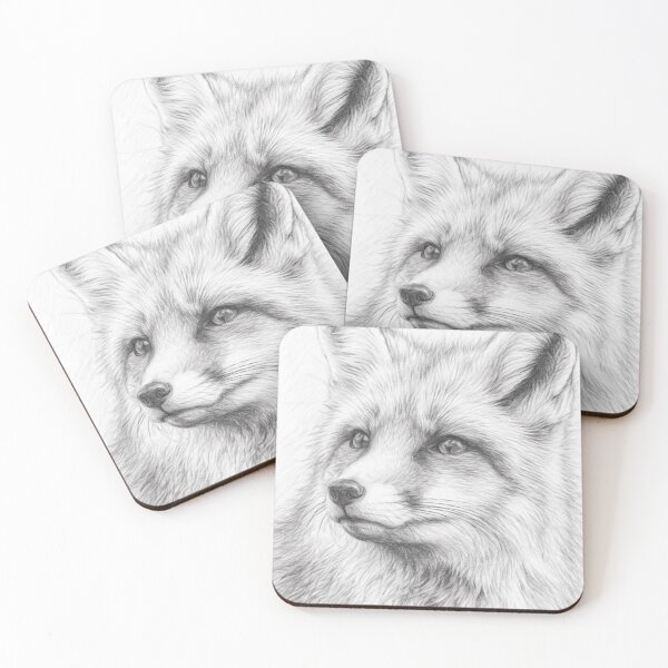 Item preview, Black and White Fox Pencil Sketch Portrait | Realistic Graphite Wildlife Art designed and sold by Leon Woods Pencil Art.