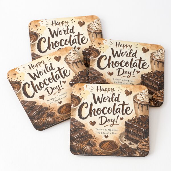 Item preview, Happy World Chocolate Day – Chocolate Lover Dessert Illustration | Indulge in Happiness Quote Design designed and sold by Wiley Doreen.
