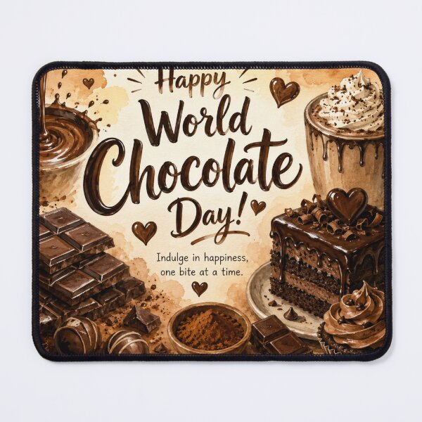 Item preview, Happy World Chocolate Day – Chocolate Lover Dessert Illustration | Indulge in Happiness Quote Design designed and sold by Wiley Doreen.