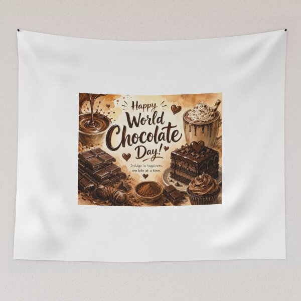 Item preview, Happy World Chocolate Day – Chocolate Lover Dessert Illustration | Indulge in Happiness Quote Design designed and sold by Wiley Doreen.