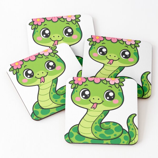 Item preview, Hiss-terically Cute Sweet Kawaii Snake with Flower Crown designed and sold by BoosterShop.