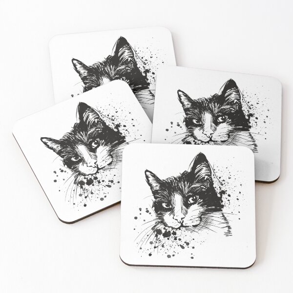 Item preview, Tuxedo Cat Ink Portrait Illustration designed and sold by Inkversed.